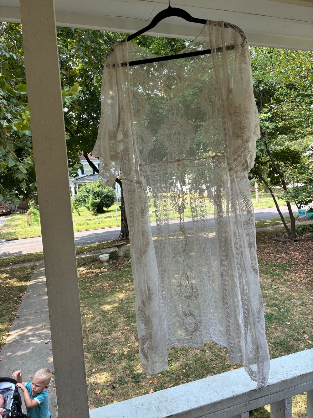 Sheer Lace Kimono Tunic - Cream